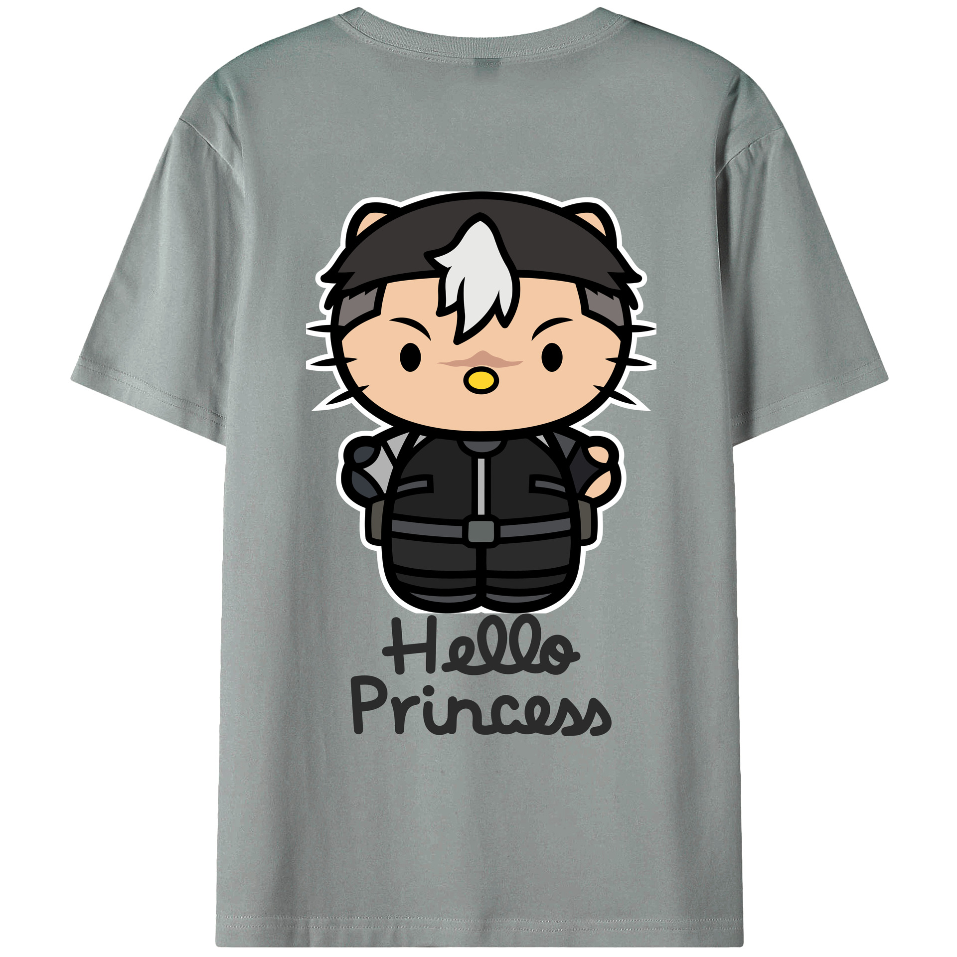 （画像用） Hello Kitty ハローキティ 綿100％ メンズ半袖Tシャツ（バックプリント） 通気性